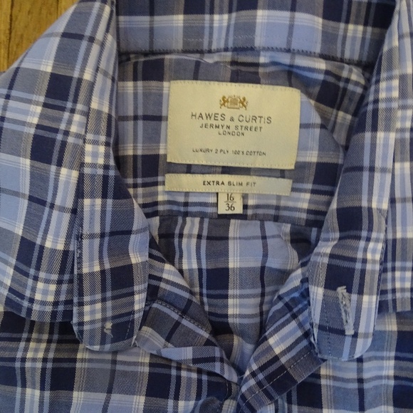 HAWES & CURTIS LUXURY 2 PLY 100% COTTON EXTRA SLIM FIT SHIRT 16/36 - Picture 2 of 3